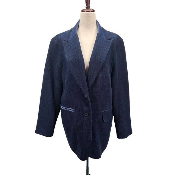 Coldwater Creek Jacket Womens‎ Size 16 Blue Tweed Single Three Pockets Blazer - Picture 1 of 12